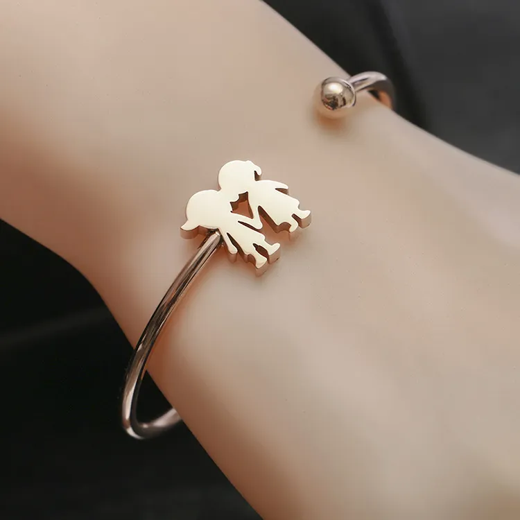 Forme élégante femmes bracelet ouvert créatif en acier inoxydable polissage bracelet accessoires de fête couple bracelet beau cadeau bateau gratuit