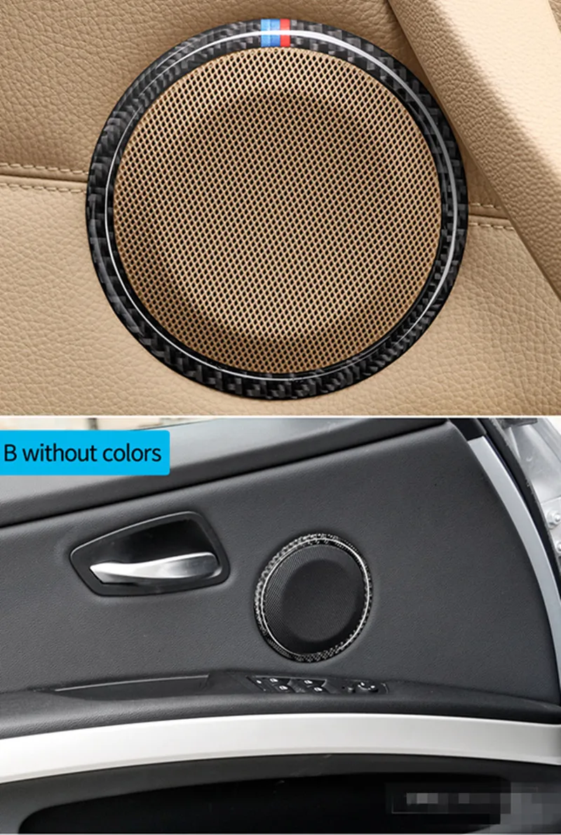 Carbon Fiber Car door Speaker Decorative Circle Sticker Loudspeaker Trim Car Styling For BMW E90 320i 325i E84 X1 Accessories8767974