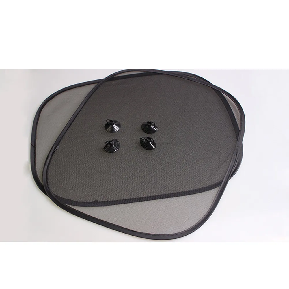 2pcs Black Car Sun Shade Side Rear Window Sunshade Cover Visor Shield Screen Solar Protection With 4 Suction Cups