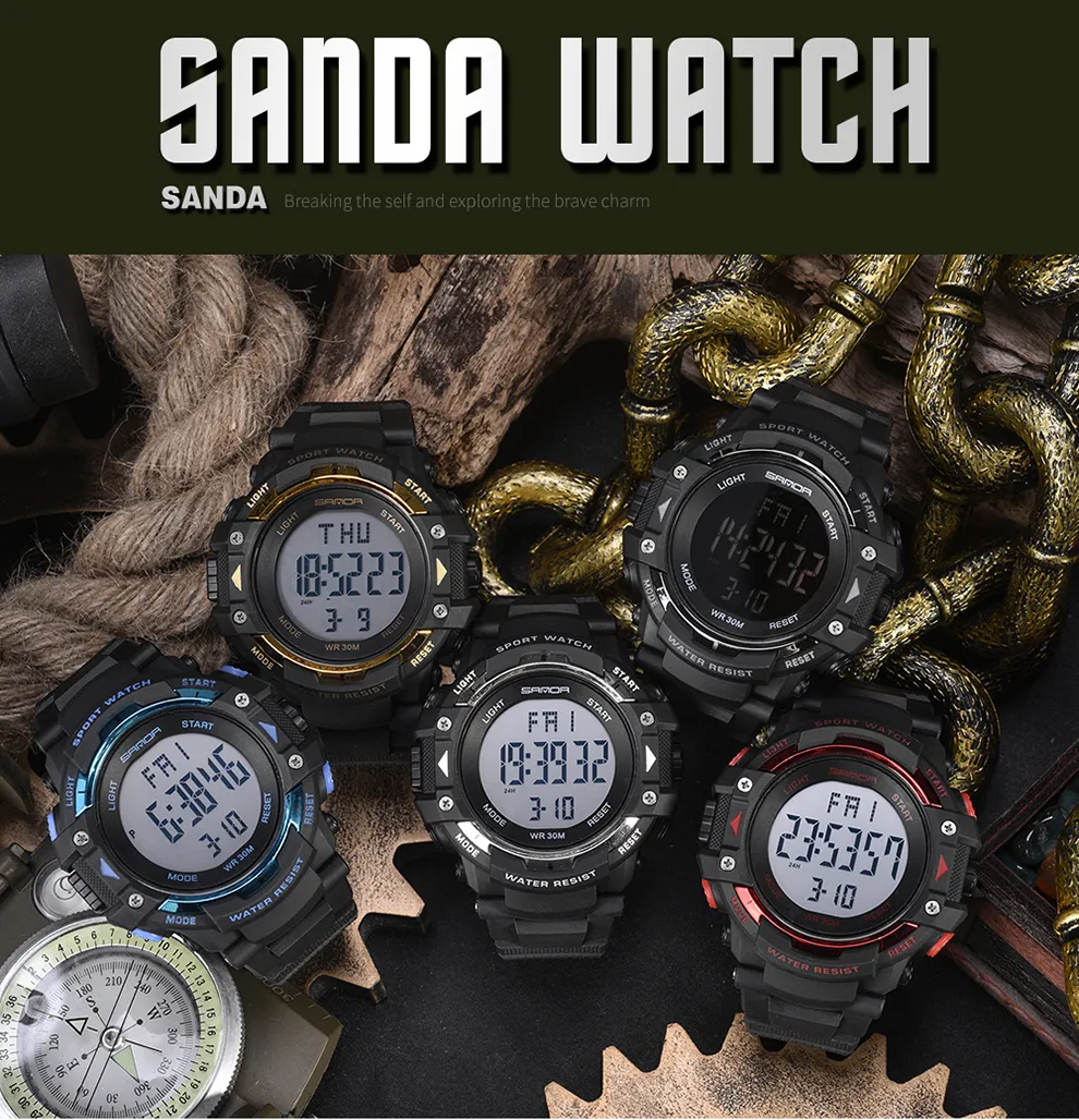 Reloj Sanda Resistente Agua Hombre, Reloj Natación Sincronización