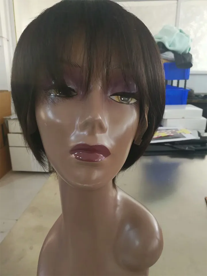 2018 neue Ankunft Rihanna Frisur Echthaar Perücke Gerade Kurze Pixie Cut Perücken Für Schwarze Frauen Günstige Lace Front Bob Haar Perücken