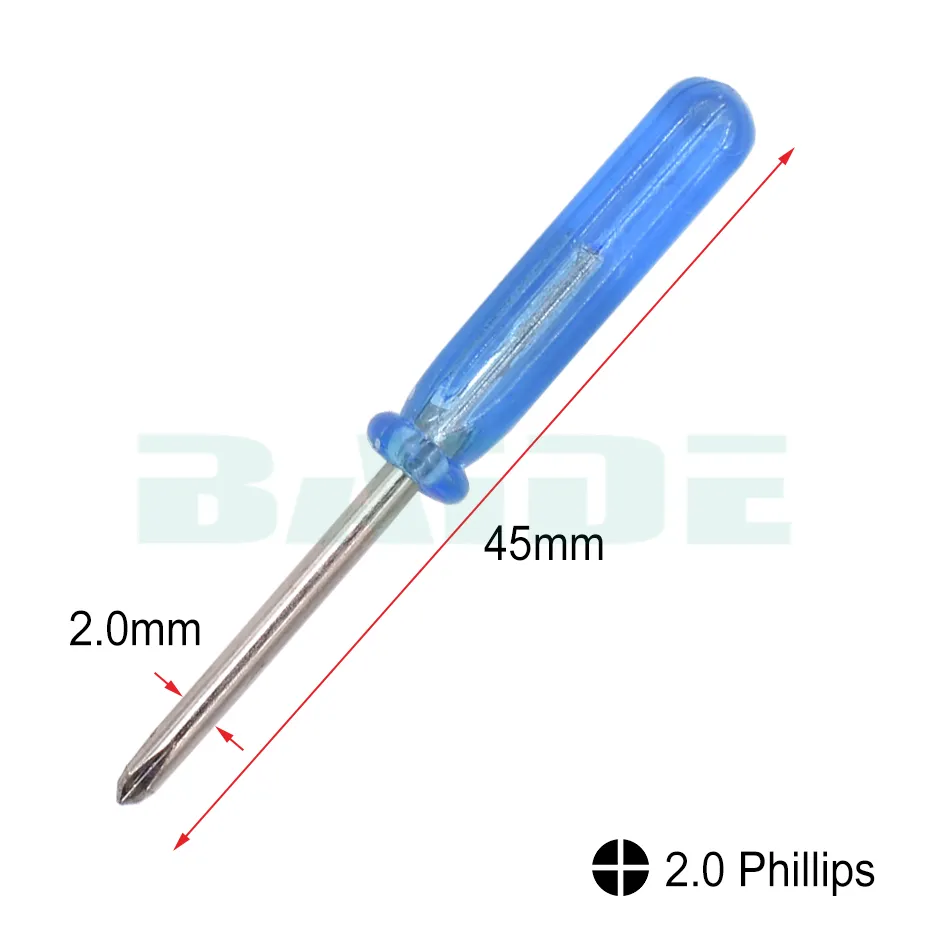 Chave de fenda azul 45mm 1.5 Phillips 2.0 Phillips PH00# PH000 2.0 Chave de fenda reta de cabeça chata para reparo de telefone de brinquedo 5000 pçs/lote