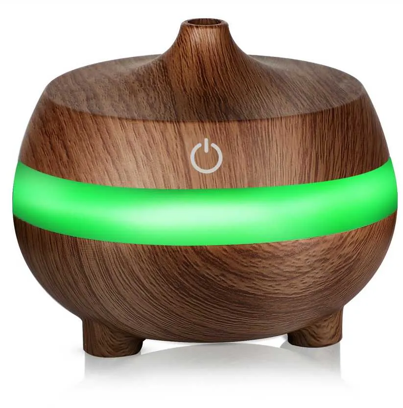 Drop Ship 300ml Umidificatore d'aria Diffusore di olio essenziale Aroma Lampada Aromaterapia Diffusore di aromi elettrico Mist Maker LED che cambia per casa-Legno