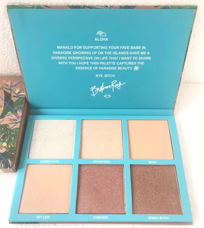 Maquillage de marque le plus récent Surligneur de visage 6 couleurs Palette Babe IN Paradise Bronzers Surligneurs Illuminateur de haute qualité Maquillage DHL expédition