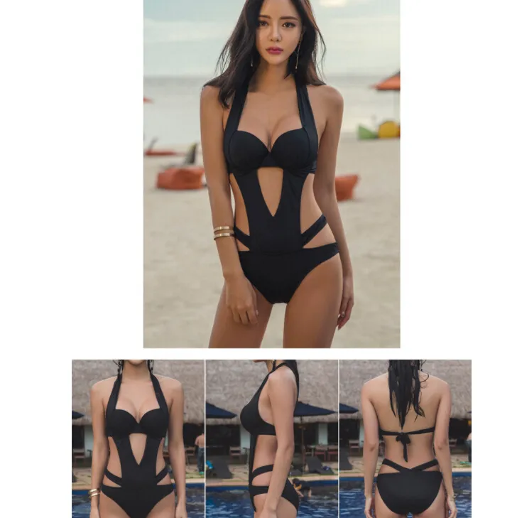 Frauen Bandage Mirco Bandage Bikini Set Bademode Gepolsterter Bodysuit Badeanzug Monokini Hohl V-ausschnitt Badeanzug