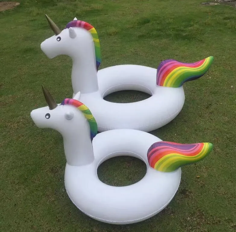 175cm Unicorn Floats Swim Ring Uppblåsbara Ride-on Pool Leksaker för barn Vuxna Unicorn Uppblåsbara Baddmadrass Swimming Ring Vatten Raft