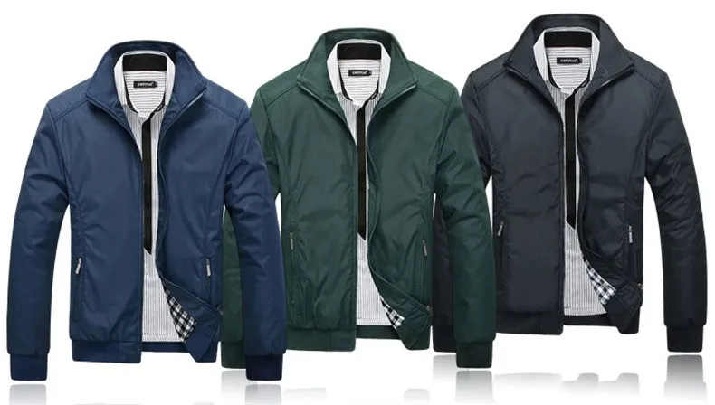 High quality Spring Jacket men mandarin collar cotton autumn mens jackets coat male Blue Black Green Size M L XL XXL 3XL SC1601