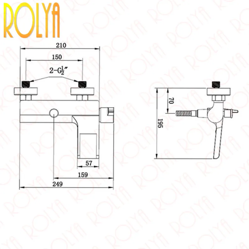 Rolya Waterfall Exposed Luxury Bathing Shower Sets Squar Style Rubinetti miscelatori da bagno