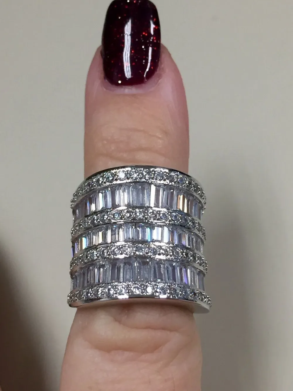 Gioielleria di moda Moda Grandi gioielli Anello a forma di T 5A con zircone cz donna Anello di fidanzamento in argento sterling 925