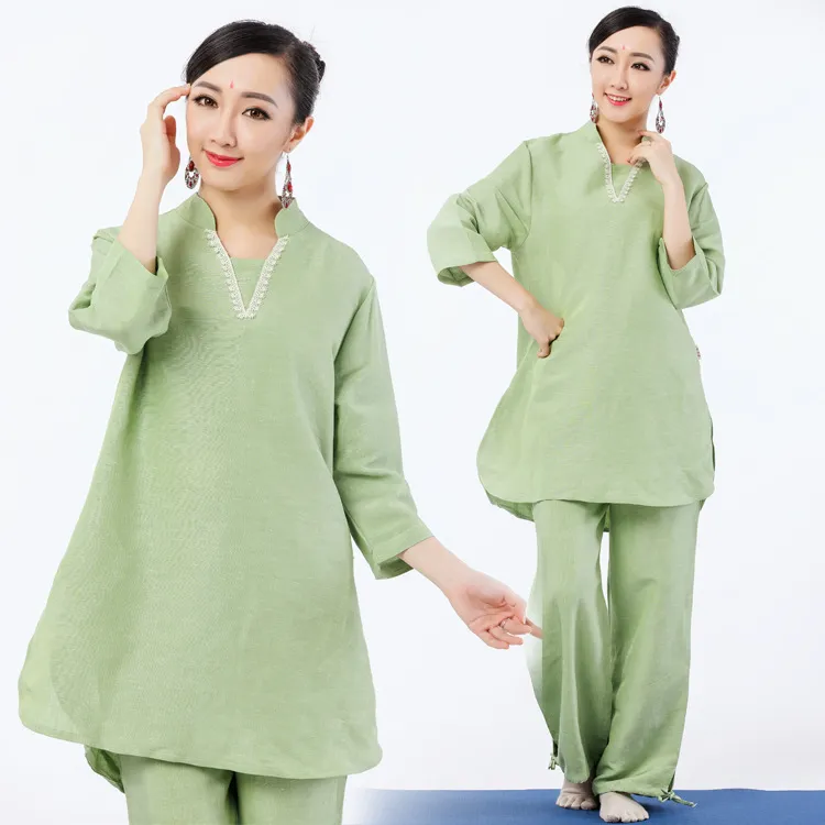 Set Di Yoga In Lino Di Cotone Di Alta Qualita Top E Pantaloni Lesercizio Fisico Rilassato E La Meditazione Da 43 22 DHgate