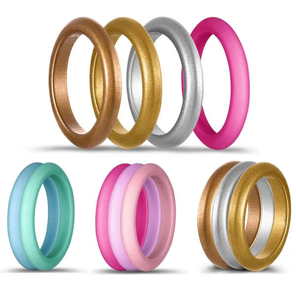 10 pz / lotto colore misto silicone wedding band anello 3 mm morbido gomma flessibile donne anelli cerchio regalo gioielli di moda