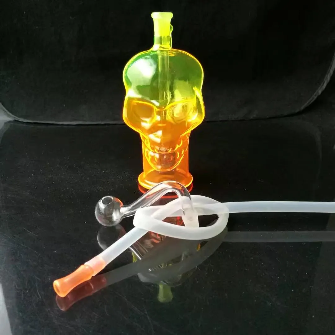 Color spray skull bone pot Wholesale Glass Bongs Accessories, Glass Water Pipe Smoking, 