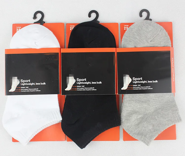 Hommes En Gros Chaussettes Actives Noir Blanc Gris Coton