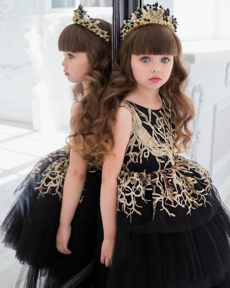 Sequin Beach Wedding Black and Gold Dress for Teen Girls - Black High/Low Cut, Perfect for Pageants and Parties at Affordable Prices