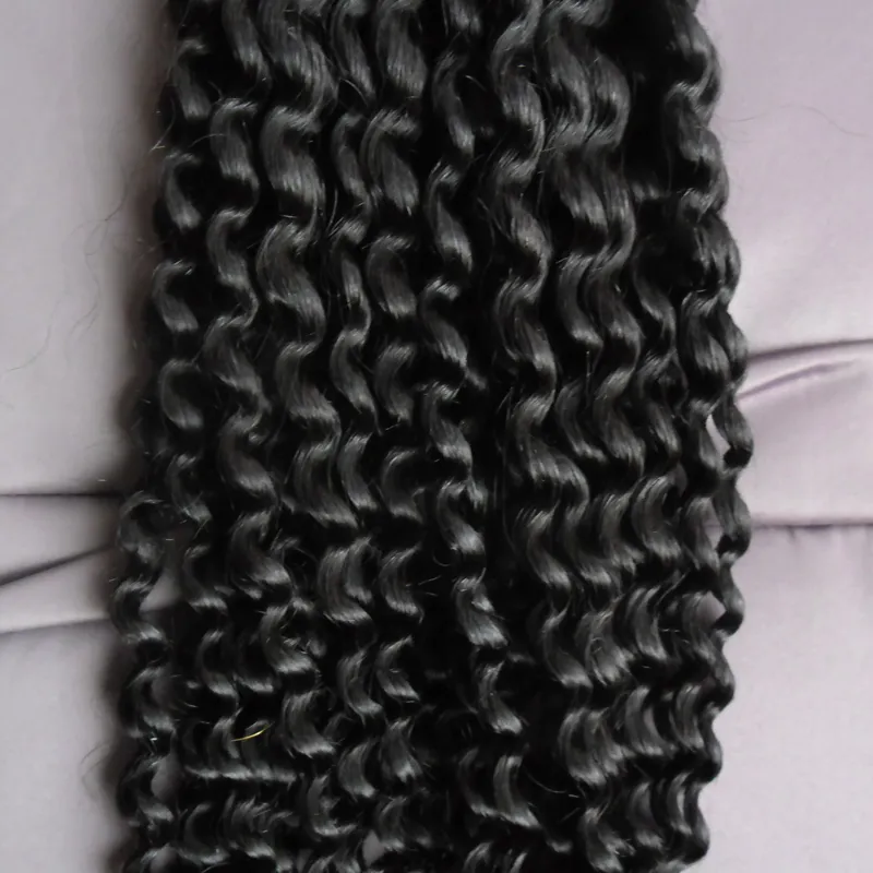 200g #1 Jet black Remy I Tip Extension de cheveux à la kératine cheveux crépus bouclés pré-collés sur des Capsules cheveux de Fusion chaude 1g/brin