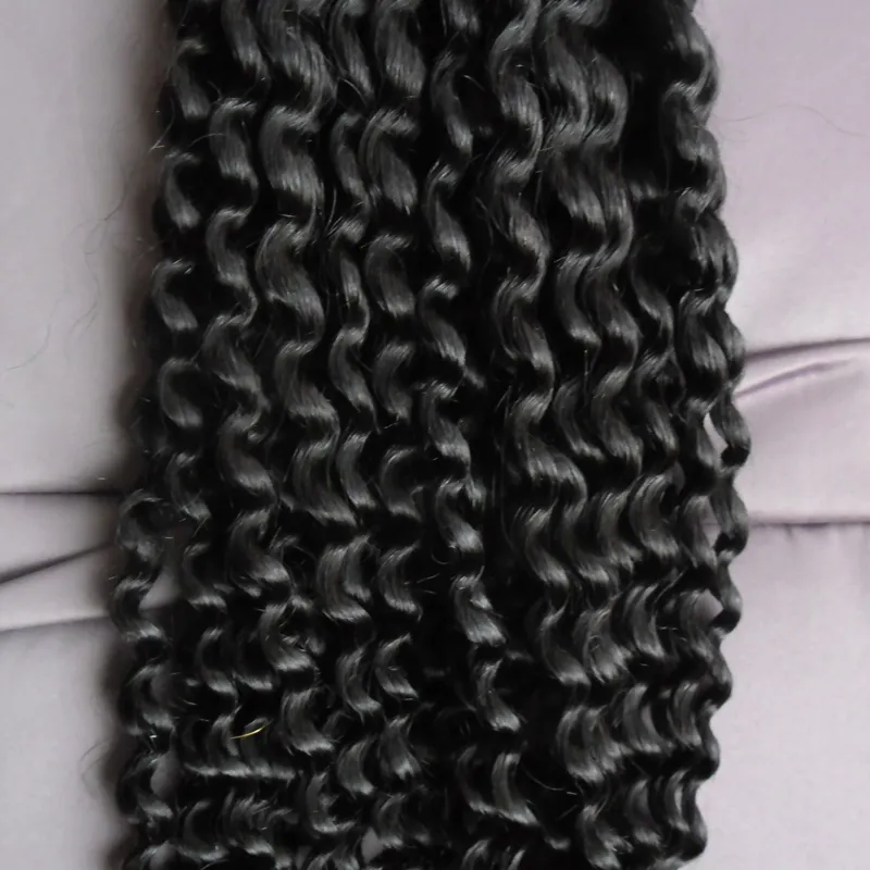 200g #1 Jet black Remy I Tip Keratin Hair Extension kinky curly Pre Bonded Hair On Capsules Hot Fusion Hair 1g/strand