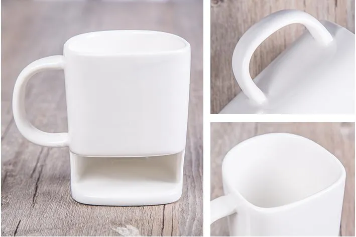 Керамическая чашка кружки кофе молоко белый цвет печенье кружки дно для хранения печенья Печенье карманы держатель чашки чая для дома отель SN128