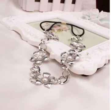 Flower Charm Stretchy Headband Chain Women Metal Head Chain Band Gold/Silver Tone Forehead Dance Headbands