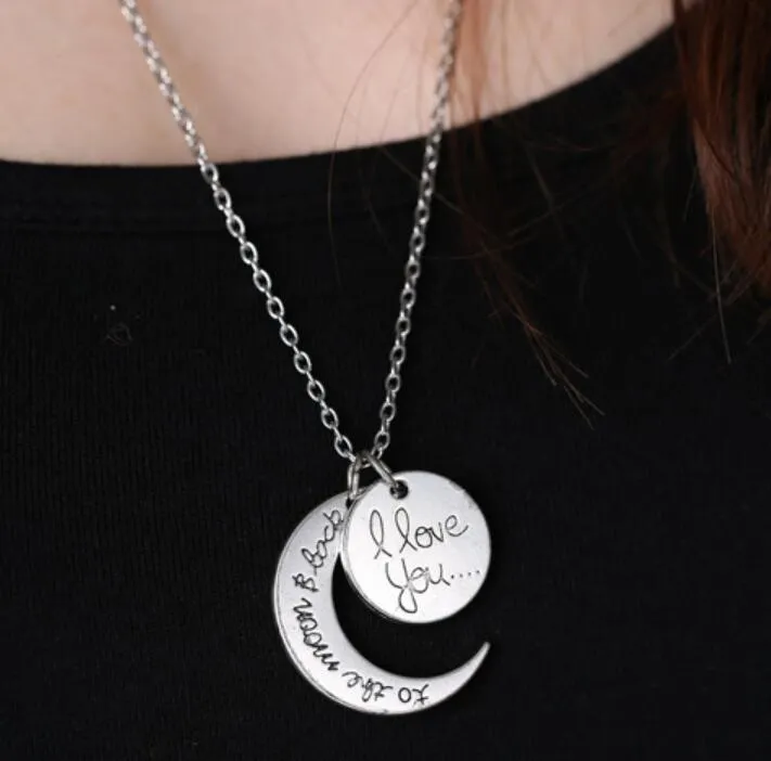 Moon Necklace I Love You To The Moon And Back For Mom Sister Family Pendant Necklaces Link Chain