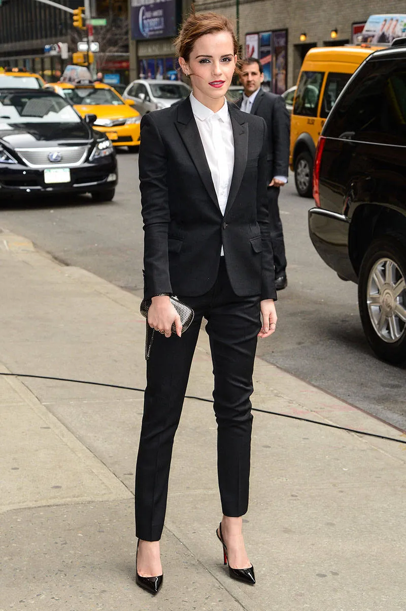 2020 Druhna Dress Emma Watson Black Garnitury Custom Made Formalne Business Wear Sexy Pant Suit Mundury biurowe