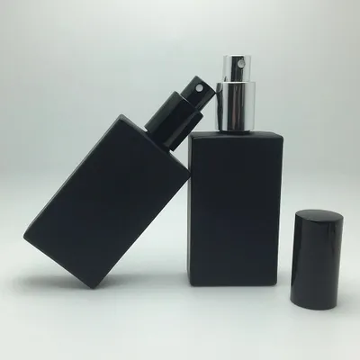 sambette 50pcs High Quality 50ml Square Glass Perfume Bottle 50ml black Glass Spray Bottle Fragrance Packaging Bottle Refillable 20pcs