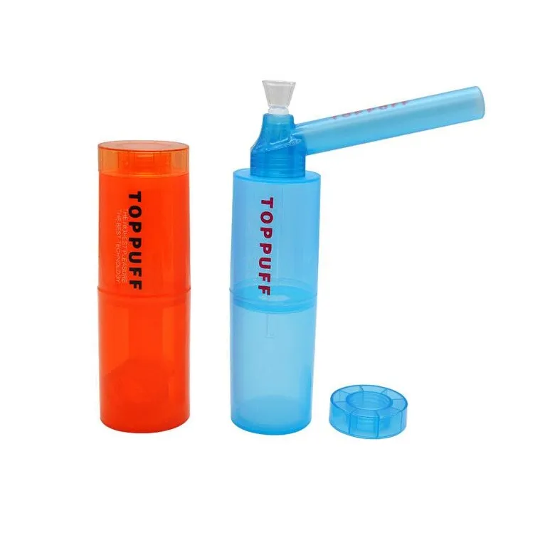 Mini tuyau narguilé coloré Toppuff tuyau d'eau en plastique Toppuff voyage facile tabac bongs pip fumer tuyau tube pour voyage et usage domestique