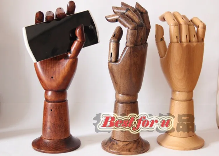 Fashion Differnet Colors Mannequin Hand Manikin For Display Phone, Articulated Vintage Wooden Hand Mannequin