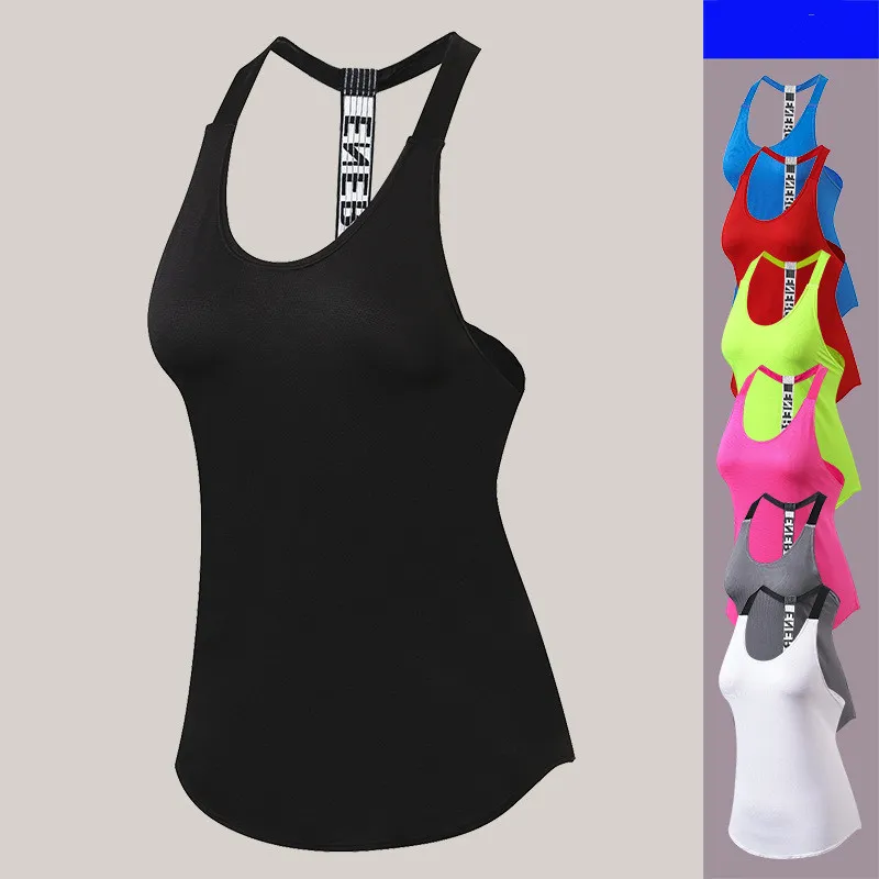 Venda quente Esporte Vest Mulheres Tanque Tops Ginásio Camisa Sem Mangas Esporte Esportes Top Mulher Correndo Sportwear Execução Vest