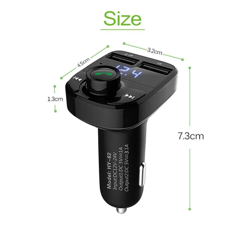 Bluetooth FM 송신기 무선 라디오 어댑터 자동차 키트 듀얼 USB 충전 충전기 MP3 플레이어 지원 TF 카드 USBS 7416898