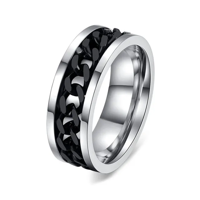 Anillo de moda para hombre, accesorios de Punk Rock, anillos giratorios de cadena negra de acero inoxidable para hombre, es, talla EE. UU. 6-15