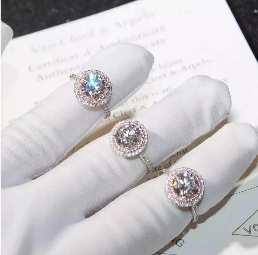 Victoria Wieck Jóias de luxo feitas à mão Prata esterlina 925 Corte redondo RosaSafira branca CZ Diamante Gemstones Cor Mulheres Anel aliança de casamento