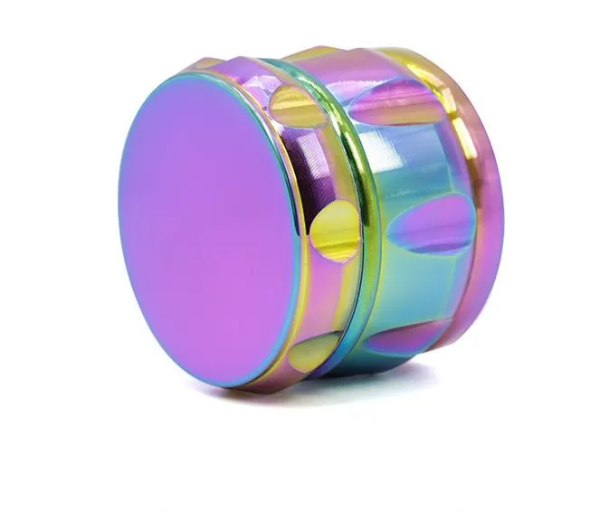 Factory Direct Zinc Alloy Layer Four Rainbow Colored Blue Colorful Chamfer Drum Type Tobacco Grinder Broken New Smoke Detector