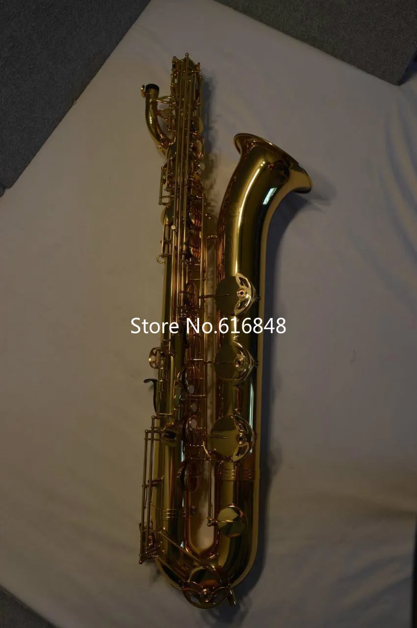 Jupiter JBS1000 Bariton-Saxophon mit Messingkorpus, Goldlack-Oberfläche, Markeninstrumente, E-Flat-Saxophon mit Mundstück, Leinenetui3381000