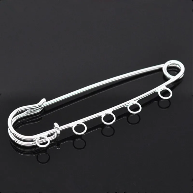 hot selling Brooches Safety Pin 5 Holes Silver Plated 7x2cm good for DIY craft
