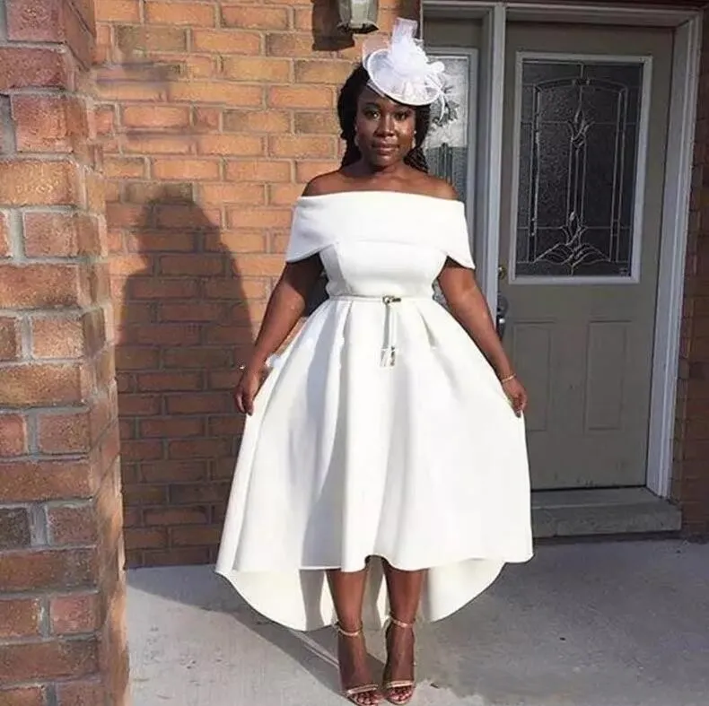Off Shoulder African Plus Size High Low Bridesmaid Dresses High