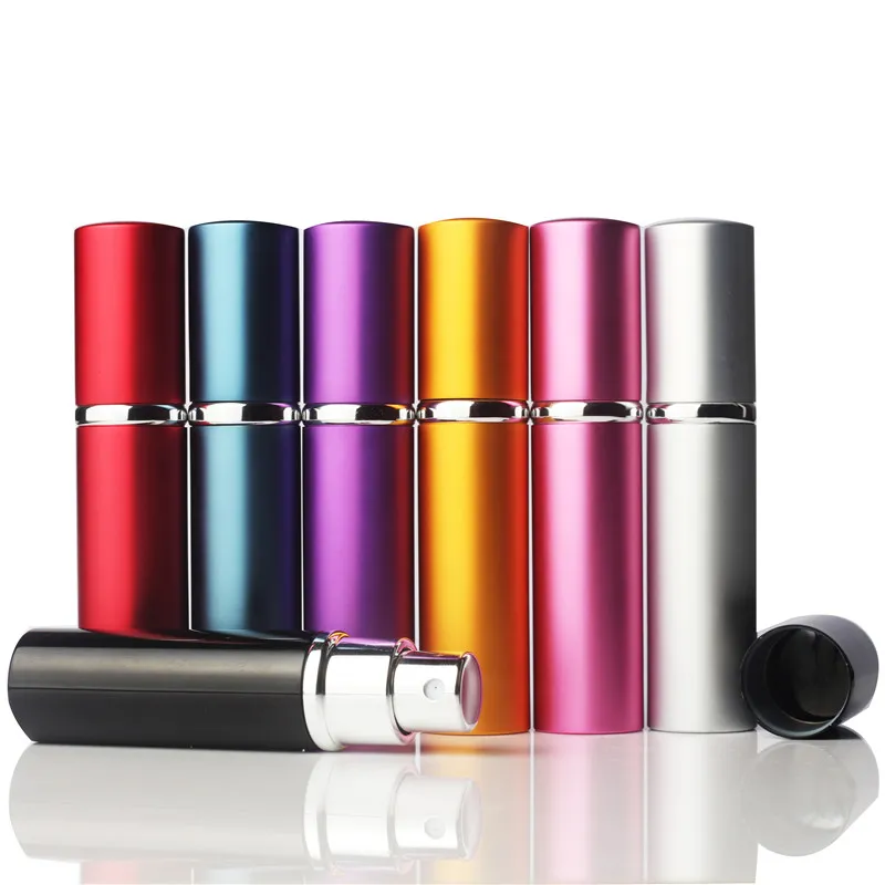 5ml Mini Spray Perfumy Butelka Metalowa Spray Refillable Portable Atomizer Perfumy Aluminiowe Butelki Refillacyjne Pusty Kosmetyczny Pojemnik 7 Kolory