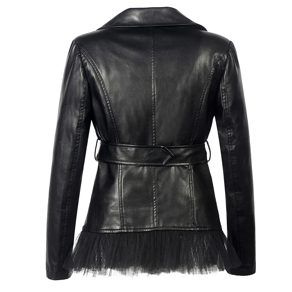 Rosetic Gothic PU Cheap Leather Motorcycle Jackets For Women Black