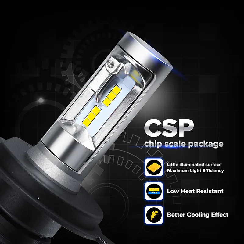 S1 CSP LED المصابيح الأمامية H1 / H3 / H4 / H7 / H11 / 880 / 9005/9006 LED سيارة المصباح الكهربائي لمبة Hi-Lo شعاع 50W 8000LM السيارات أدى كشافات