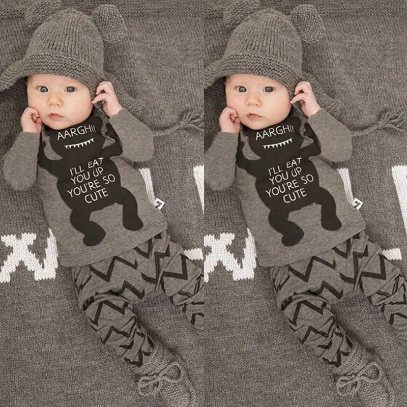 Baby kläder sätter barn nyfödda baby boys tjejer långärmad panda t-shirt + randiga byxor spädbarn kläder kläder uppsättningar 0-24m