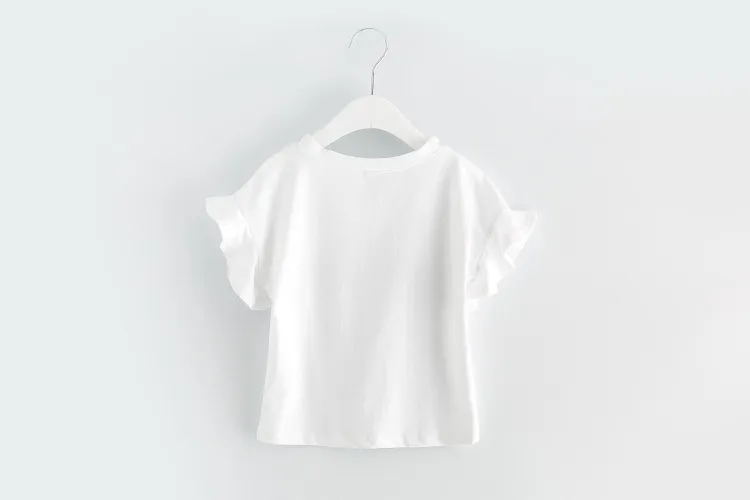 Nya barn sätter 100%bomull kort ärm blommor t -shirt och kjol barn set kausal sommar flicka barnkläder