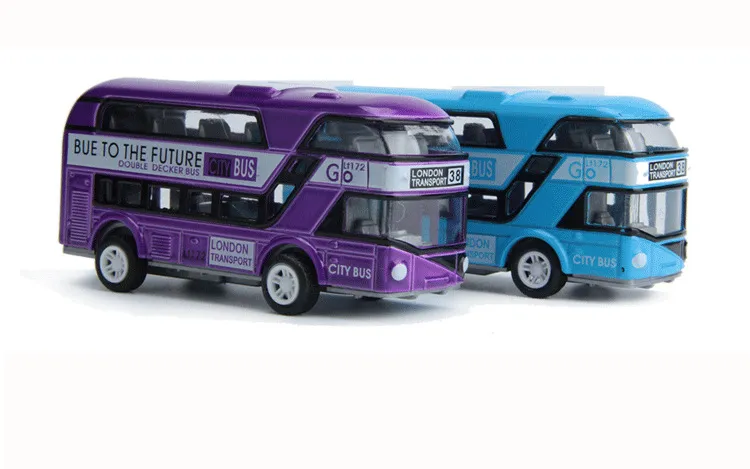 Лондонский двухэтажный автобус из литого под давлением сплава HT, модель экскурсионного автомобиля, игрушечная модель, откат, орнамент, для рождественского подарка мальчику на день рождения, коллекционирование, 2-1