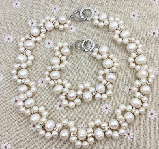 White Color Natural Freshwater Pearl Flower Necklace Bracelet,Wedding,Birthday Love Mothers Day Women Gift,Happiness Jewellery