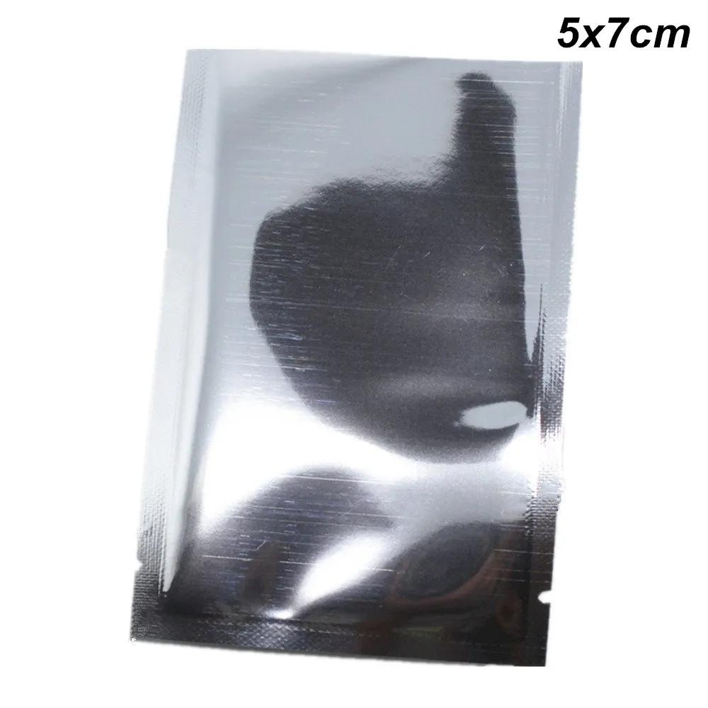 5X7 cm Silver Open Top Aluminum Foil Vacuum Heat Sealing Food Grade Packing Bags for Snack Nuts Heat Sealable Vacuum Mylar Pack Pouch
