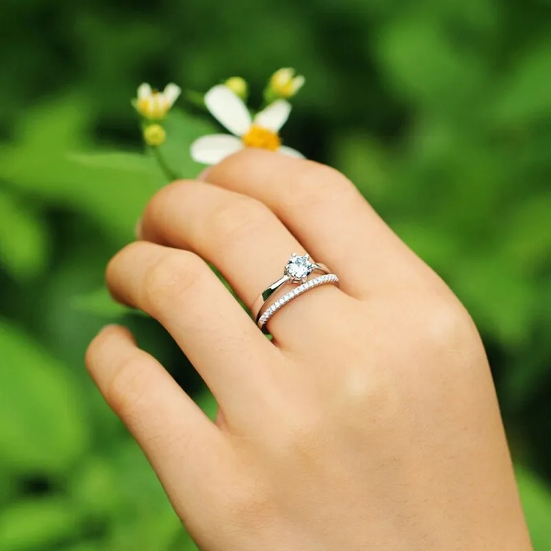 2ct Round Cut AAA Cubic Zirconia 925 Silver Engagement Ring - Women's Solitaire - Sizes 4-9