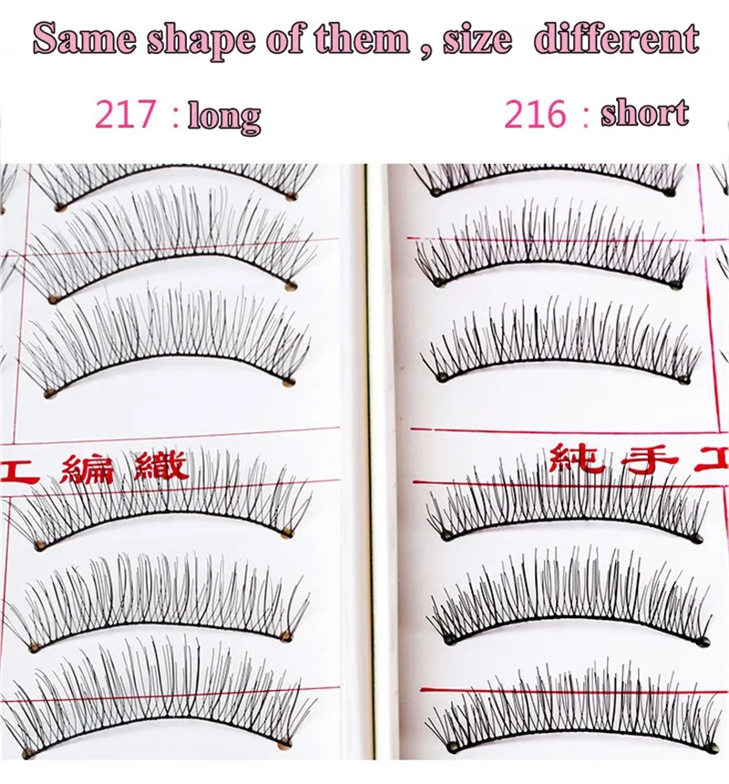 10 par Handmade fałszywe rzęsy Makijaż oczu 216 217 Naturalne Eye Lash Extension Fake Lashes Soft False Eyelas Natual Long