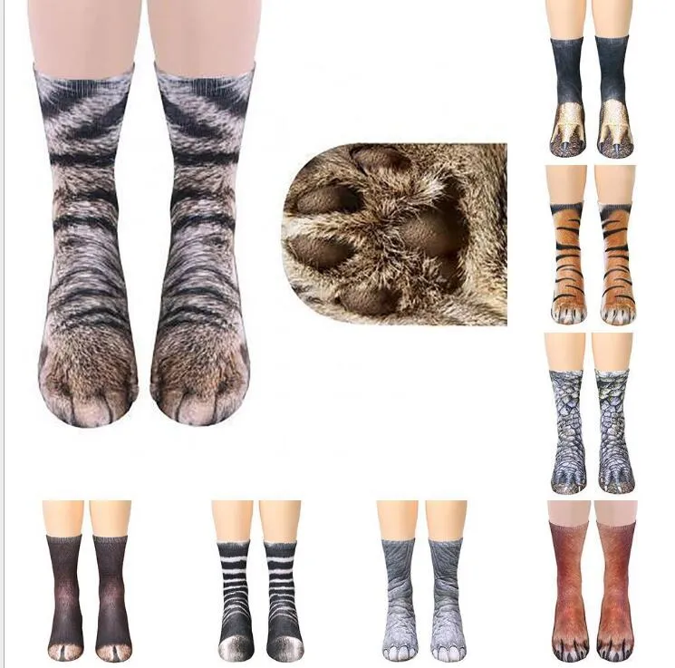 Adults Animal Paw feet Printed socks Unisex fashion Animal Crew Creative 3D print Sports teenager Digital printing Simulation Socks