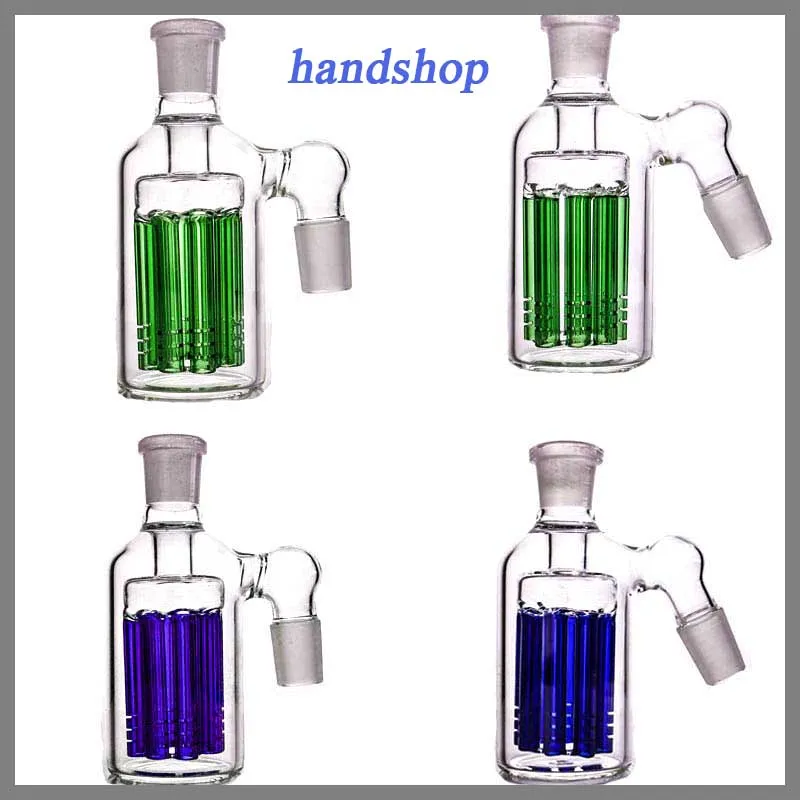 Hookahs new ash catcher 8 arms percolator 90 & 45 degrees for bongs glass water pipe bubbler have blue and green color