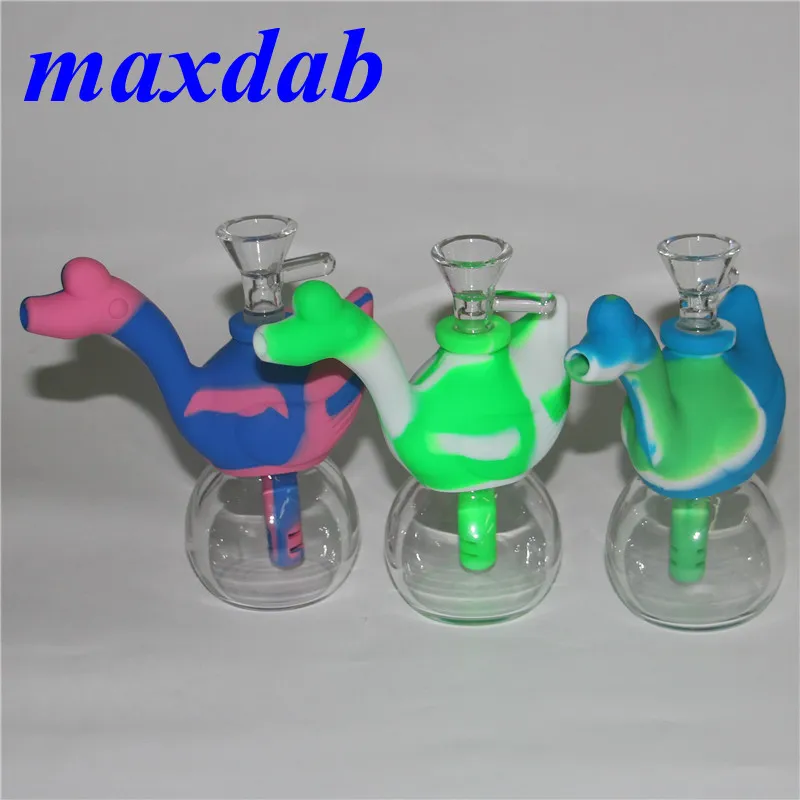 Nieuwe ontwerp Swan Silicone DAB Oil Rig Concentrate Smoking Pipe Concentrate Glas Bong Siliconen Water Pijp