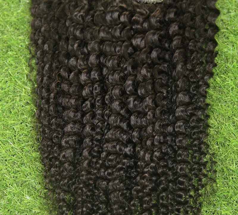 9 pezzi / set 4B 4C 4C Afro clip riccia viziosa nelle estensioni dei capelli umani nere naturali testa piena clip capelli brasiliani ryming in 100g