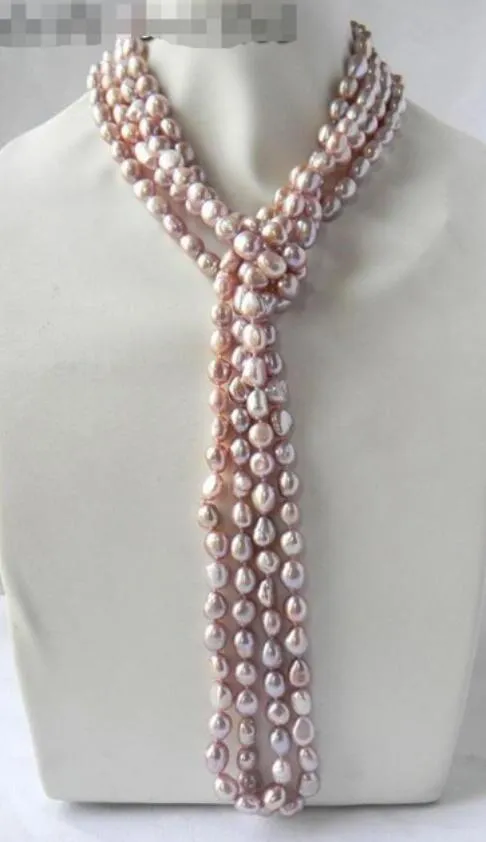 Collier de perles d'eau douce baroques lavande 100 ''9 mm